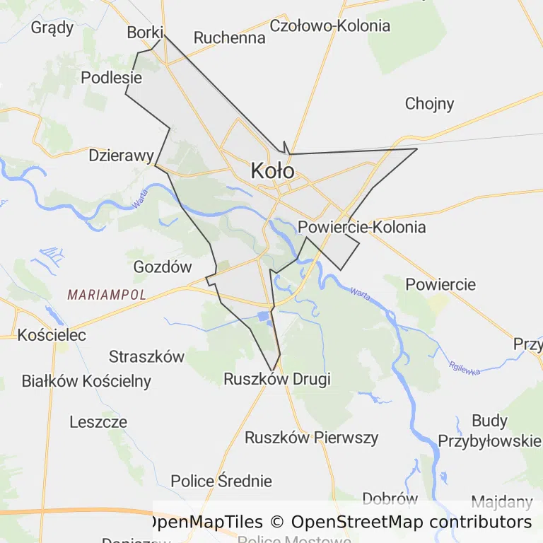 Mapa z zaznaczonym Kole