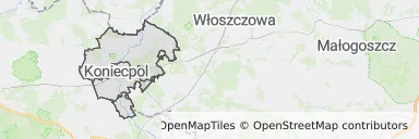 Mapa z zaznaczonym Koniecpolu