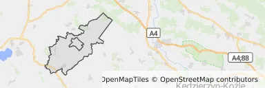 Mapa z zaznaczonym Korfantowem