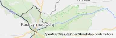 Mapa z zaznaczonym Kostrzynie nad Odrą