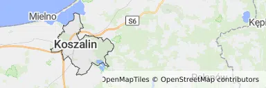 Mapa z zaznaczonym Koszalinem