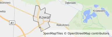 Mapa z zaznaczonym Kowalu