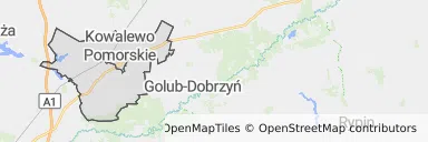 Mapa z zaznaczonym Kowalewie Pomorskim