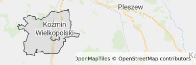 Mapa z zaznaczonym Koźminie Wielkopolskim