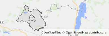 Mapa z zaznaczonym Koźminkiem