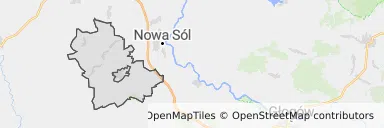 Mapa z zaznaczonym Kożuchowem