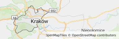 Mapa z zaznaczoną Krowodrzą w Krakowie