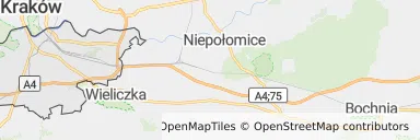 Mapa z zaznaczonym Podgórzem w Krakowie