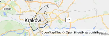 Mapa z zaznaczonym Śródmieściem w Krakowie