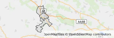 Mapa z zaznaczonymi Krapkowicami