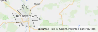 Mapa z zaznaczonym Krasnymstawem