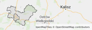 Mapa z zaznaczonym Krotoszynem