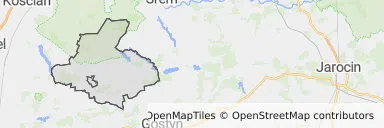 Mapa z zaznaczonym Krzywiniu