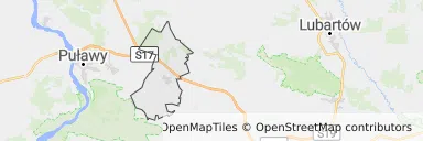 Mapa z zaznaczonym Kurowem