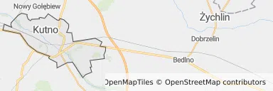 Mapa z zaznaczonym Kutnem