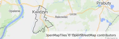 Mapa z zaznaczonym Kwidzynem
