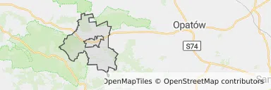 Mapa z zaznaczonym Łagowem