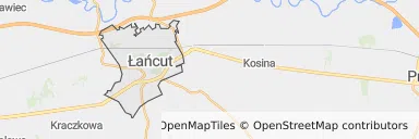 Mapa z zaznaczonym Łańcucem