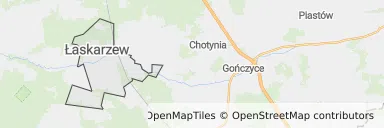 Mapa z zaznaczonym Łoskarzewem