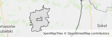 Mapa z zaznaczonym Łaszczowem