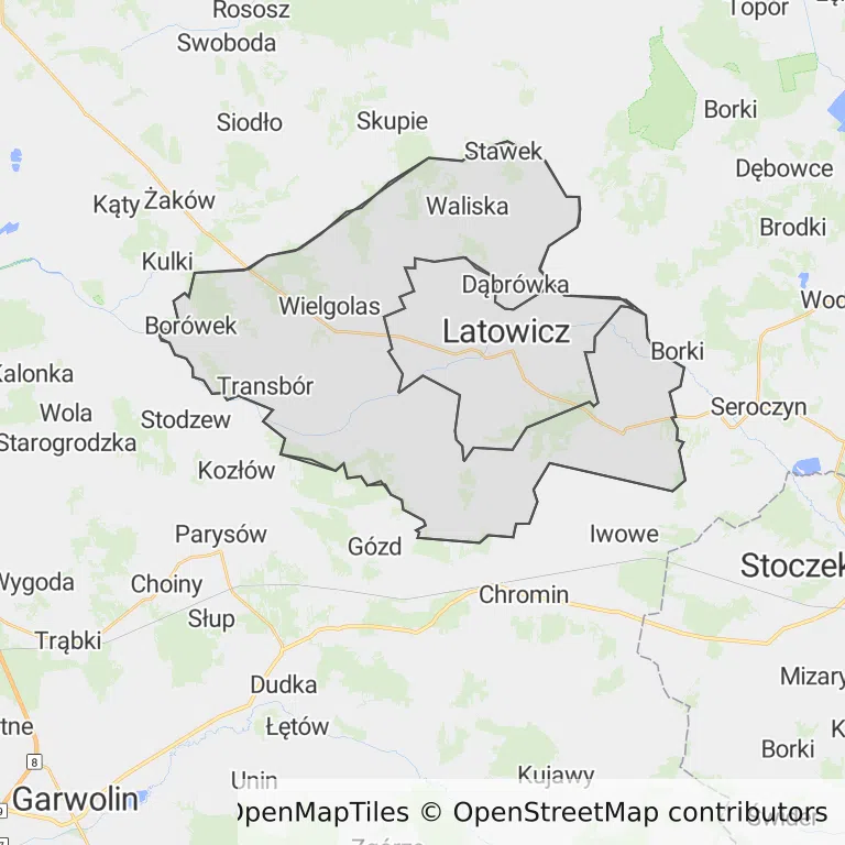 Mapa z zaznaczonym Latowiczem