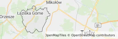 Mapa z zaznaczonym Łaziskach Górnych