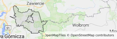 Mapa z zaznaczonym Łazami