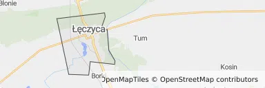Mapa z zaznaczoną Łęczycy
