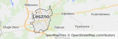 Mapa z zaznaczonym Lesznem
