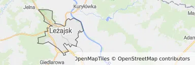 Mapa z zaznaczonym Leżajskiem