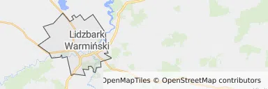 Mapa z zaznaczonym Lidzbarku Warmińskim