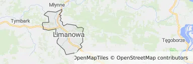 Mapa z zaznaczoną Limanowej