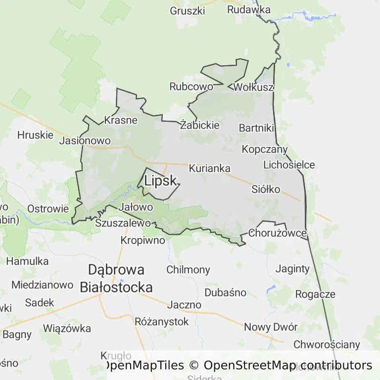 Mapa z zaznaczonym Lipskiem
