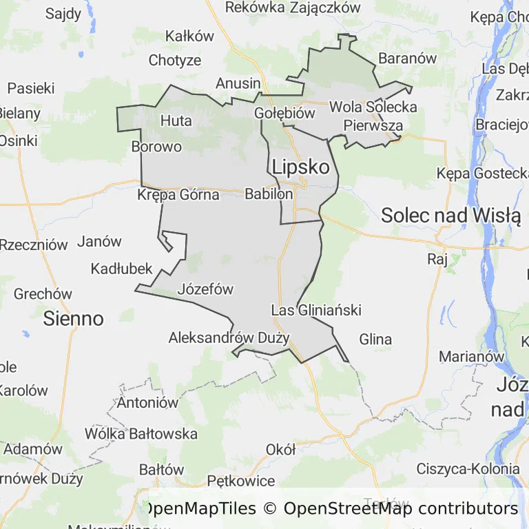 Mapa z zaznaczonym Lipskiem