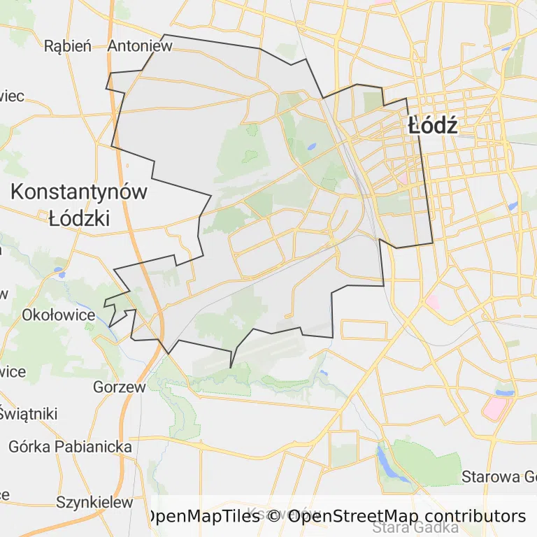 Mapa z zaznaczonym Polesiem w Łodzi