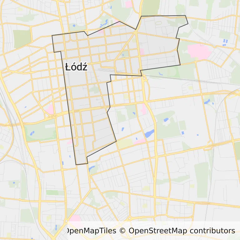 Mapa z zaznaczonym Śródmieściem w Łodzi