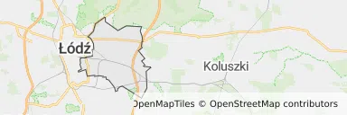 Mapa z zaznaczonym Widzewem w Łodzi
