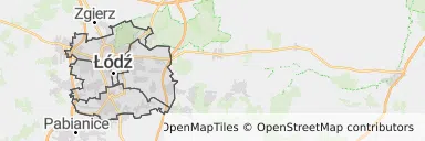 Mapa z zaznaczoną Łodzią