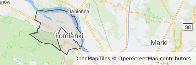 Mapa z zaznaczonym Łomiankami