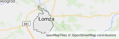 Mapa z zaznaczoną Łomży