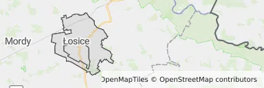 Mapa z zaznaczonymi Łosicami