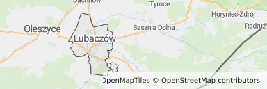 Mapa z zaznaczonym Lubaczowem