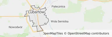 Mapa z zaznaczonym Lubartowem