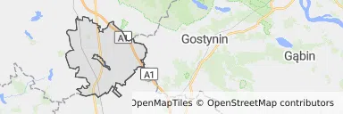 Mapa z zaznaczonym Lubieniu Kujawskim