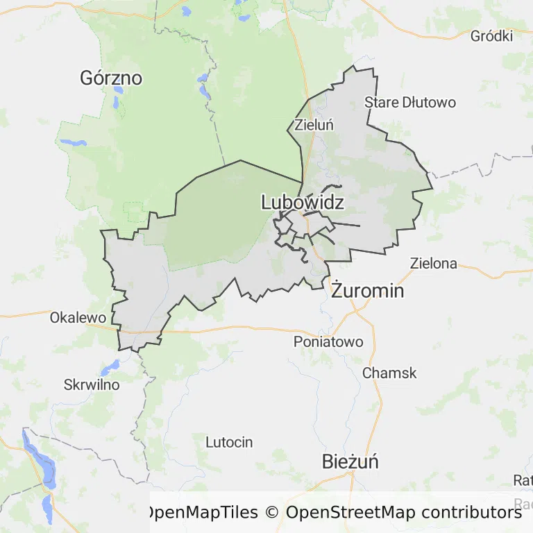 Mapa z zaznaczonym Lubowidzem