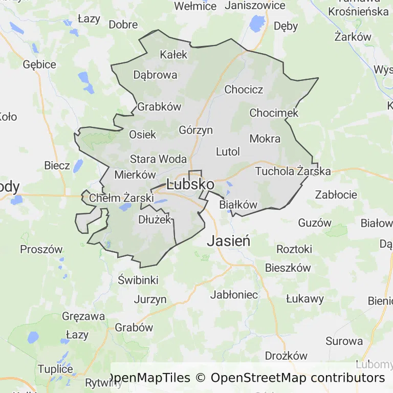 Mapa z zaznaczonym Lubskiem