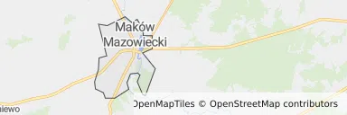 Mapa z zaznaczonym Makowie Mazowieckim