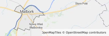 Mapa z zaznaczonym Malborkiem