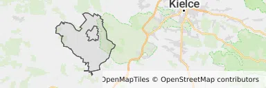 Mapa z zaznaczonym Małogoszczem