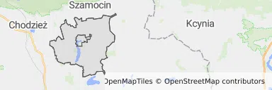 Mapa z zaznaczonym Margoninem